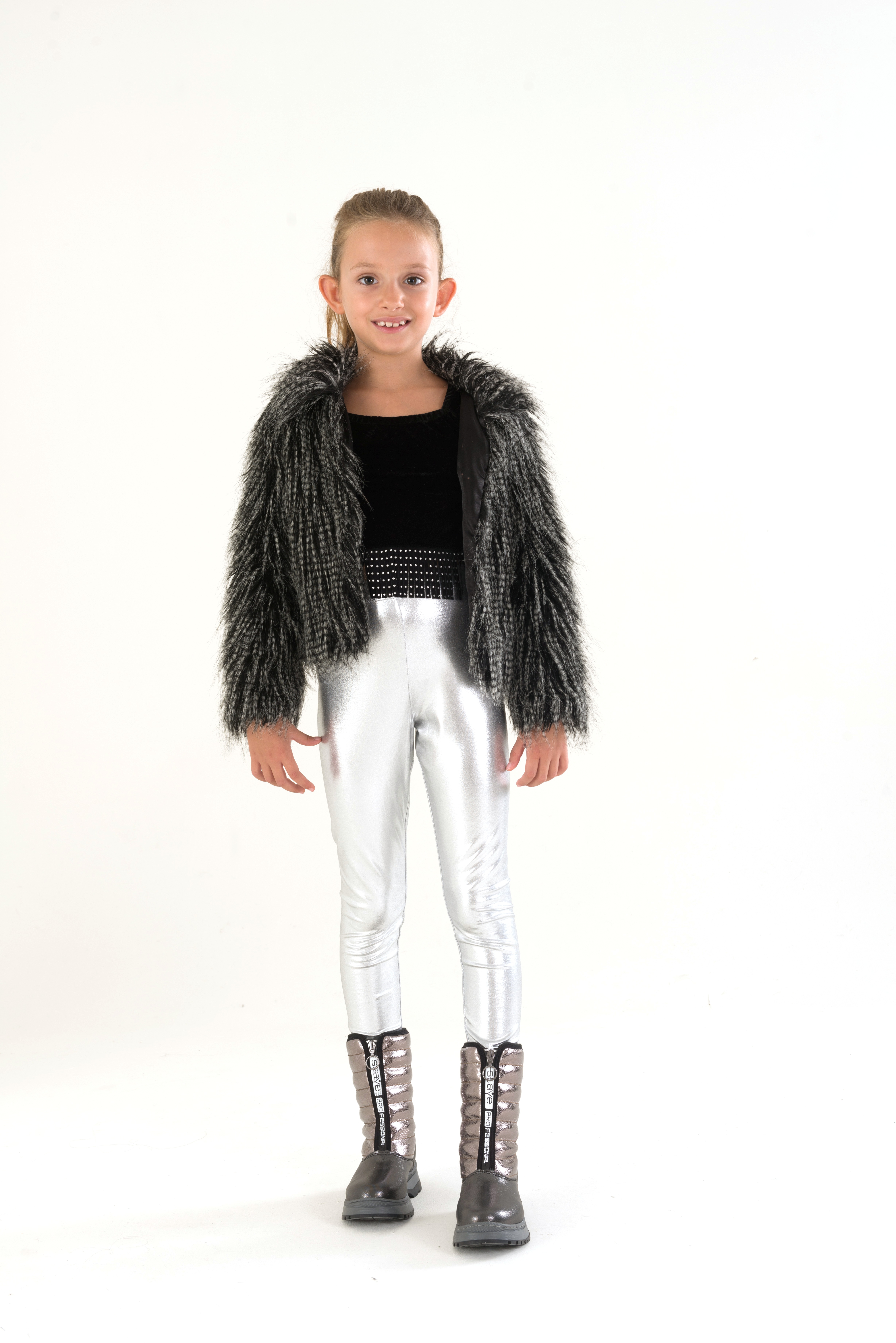 Beyaz (Arzen) Termo Kaymaz Taban İçi Polar Fermuarlı Kız Çocuk Bot PLATİN